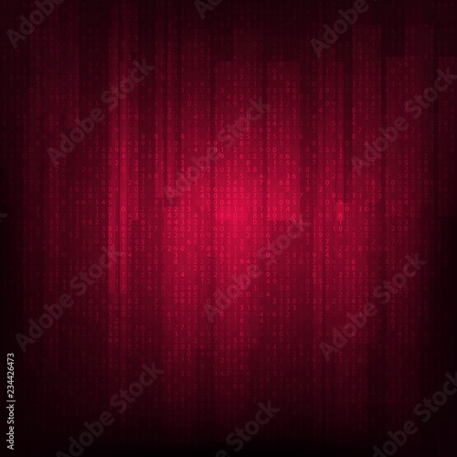 Error. Vector red matrix background with numbers. Abstract background
