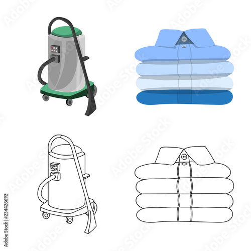 Vector illustration of laundry and clean icon. Collection of laundry and clothes stock vector illustration.