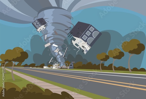 Vector illustration of a destructive hurricane