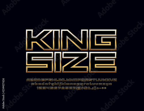 Vector King Size Golden Alphabet. Elegant Letters, Numbers and Symbols. Luxury Glossy Font.