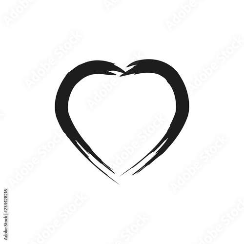 Heart black on white background sign. Symbol linked, join, love, passion and wedding. Monochrome template for t shirt, apparel, card, poster, valentine day. Design element. Vector illustration.