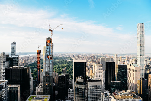 Aerial view of New York City at sunset