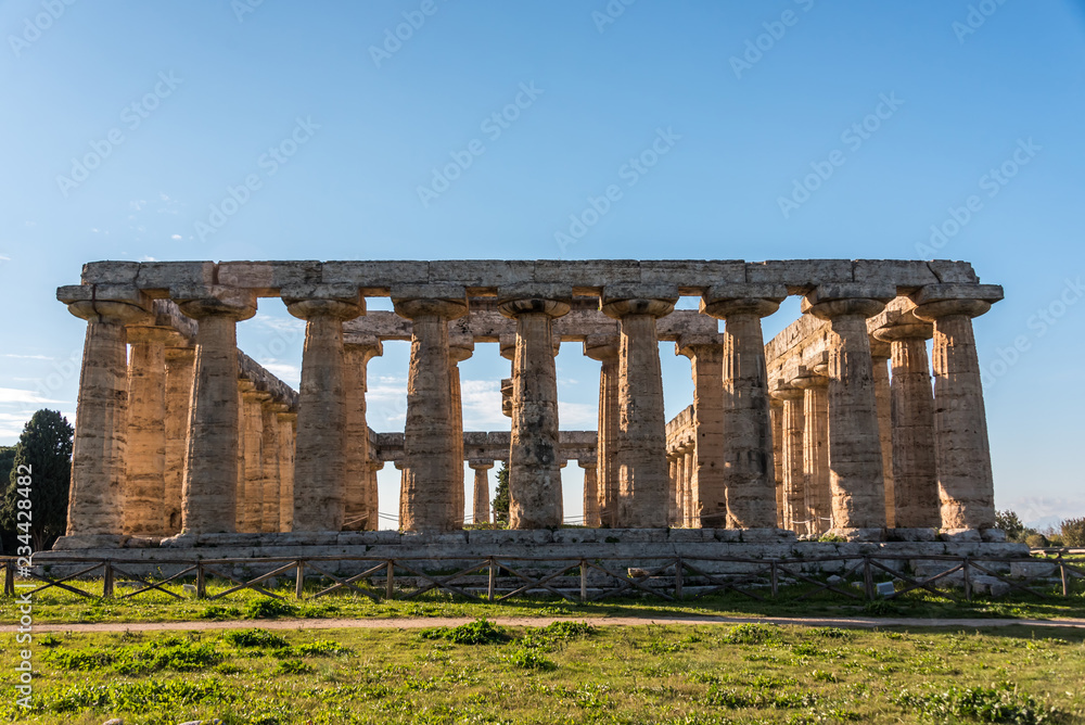 Temple in the Ancient Greek Roman Town of Paestum, Italy