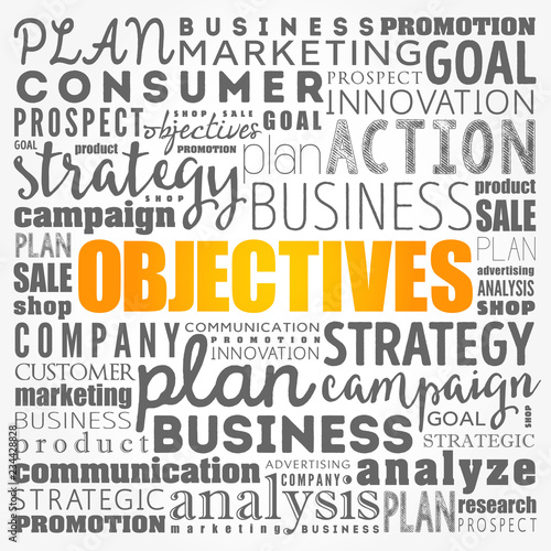 Objectives word cloud collage, business concept background