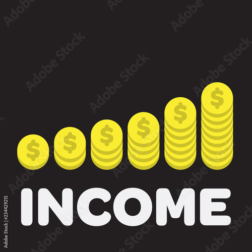 Increasing cartoon stacks of money