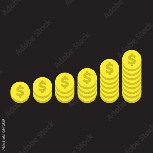 Increasing cartoon stacks of money