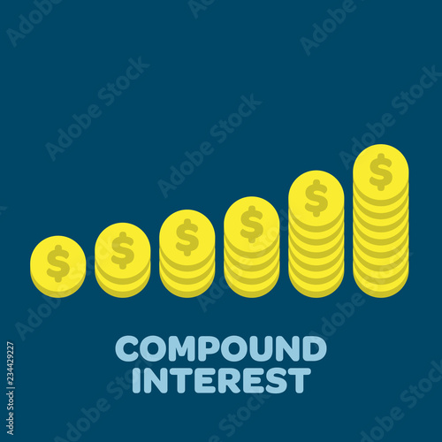 Increasing cartoon stacks of money