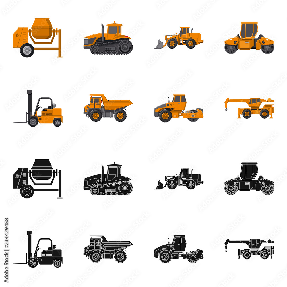 Vector design of build and construction sign. Set of build and machinery stock symbol for web. Vector design of build and construction sign. Set of build and machinery stock symbol for web.