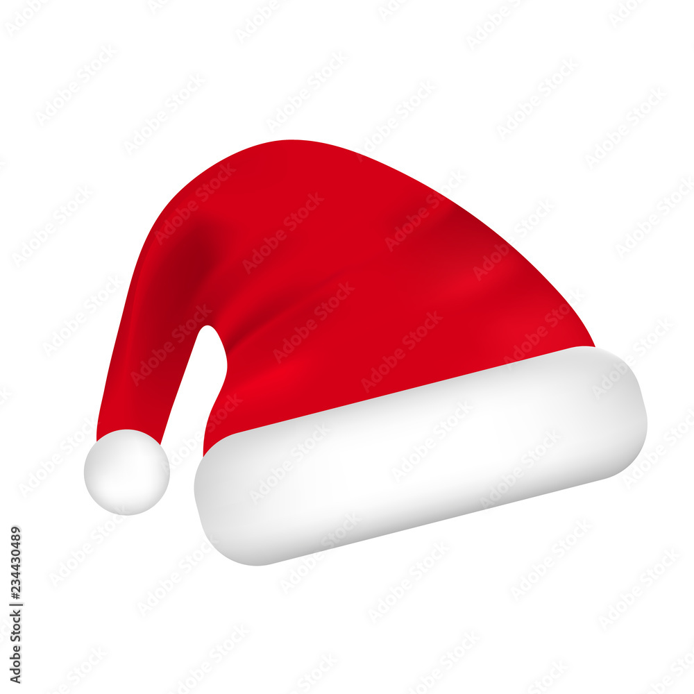 Santa Hat isolated on white background. Christmas decoration. Vector illustration. Santa Hat isolated on white background. Christmas decoration. Vector illustration.