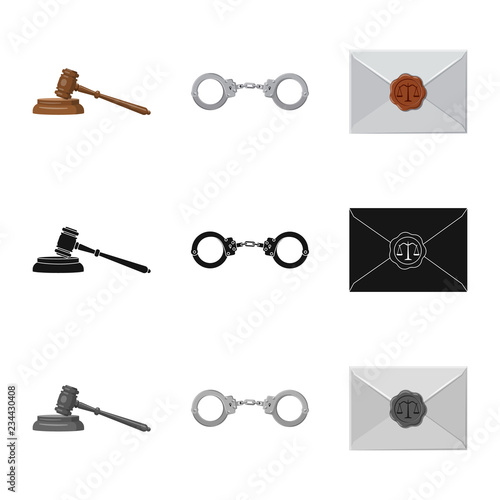 Vector design of law and lawyer sign. Set of law and justice stock symbol for web.