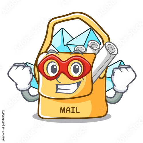 Super hero the bag with shape mail cartoon