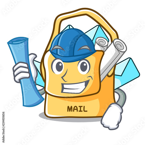 Architect the bag with shape mail cartoon