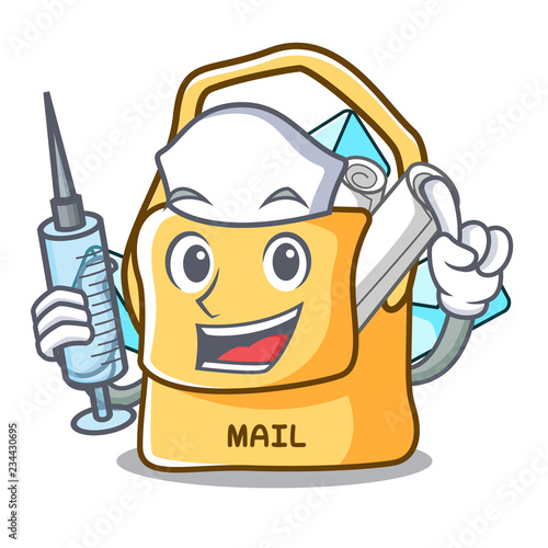 Nurse the bag with shape mail cartoon