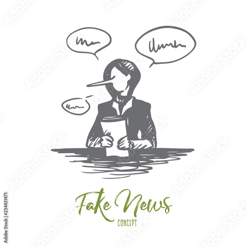 Fake news concept. Hand drawn isolated vector.