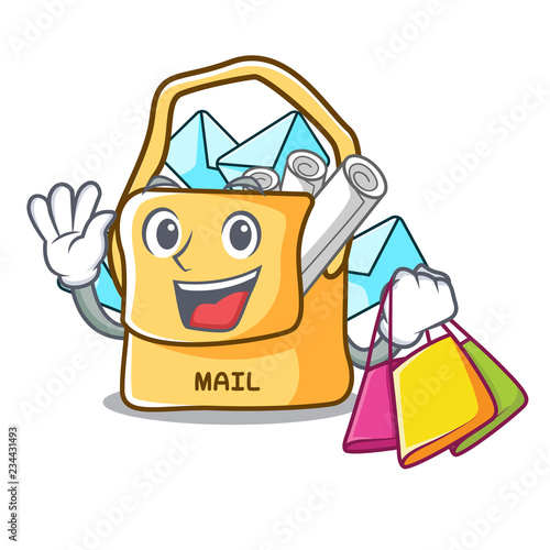 Shopping the bag with shape mail cartoon