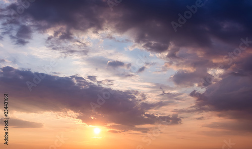 The sky with picturesque clouds during the sunset_