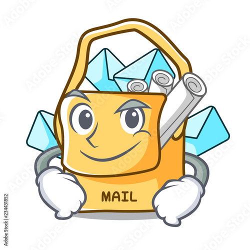 Smirking the bag with shape mail cartoon
