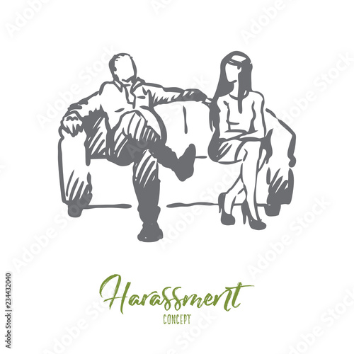 Producer, film, actress, sexual, harassment concept. Hand drawn isolated vector.