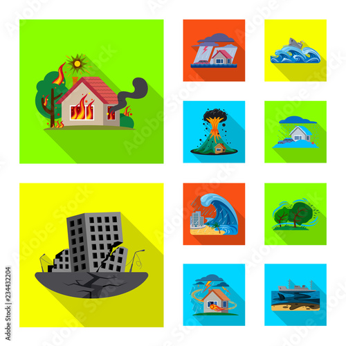 Vector illustration of natural and disaster icon. Set of natural and risk stock symbol for web.