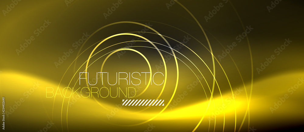 Dark abstract background with glowing neon circles Dark abstract background with glowing neon circles