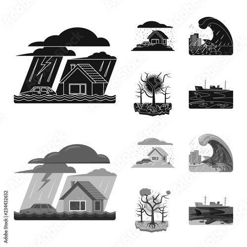 Vector design of natural and disaster icon. Set of natural and risk stock vector illustration.