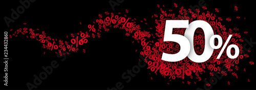 50 Percent Red Percents Wave Black Header