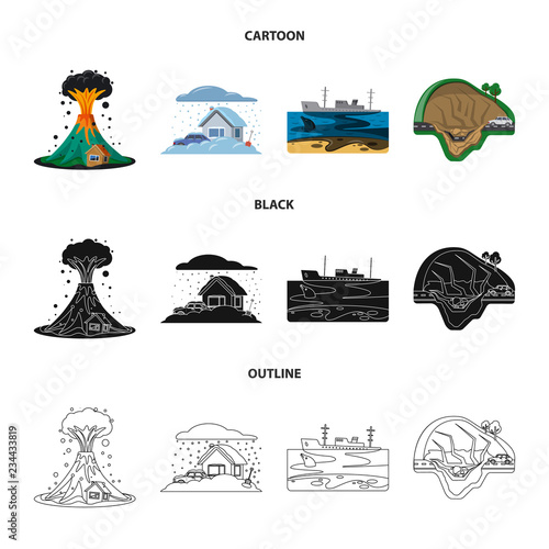 Vector illustration of natural and disaster symbol. Collection of natural and risk stock vector illustration.