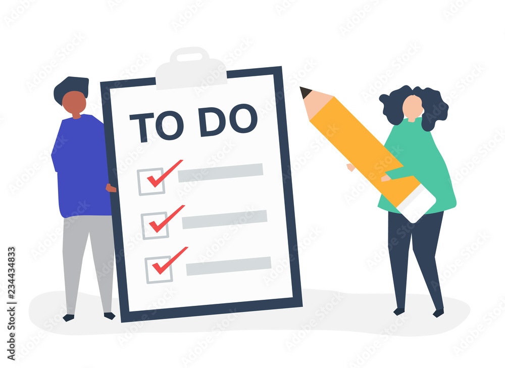 People making a to-do list illustration People making a to-do list illustration