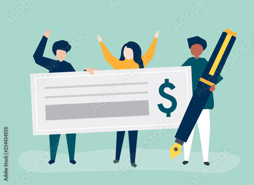 People with a cheque and a pen