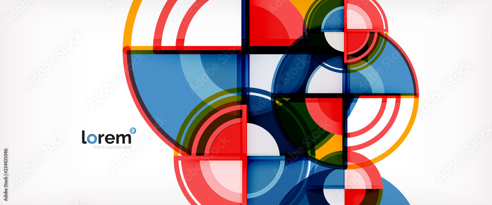 Circle abstract background, bright colorful round geometric shapes Circle abstract background, bright colorful round geometric shapes