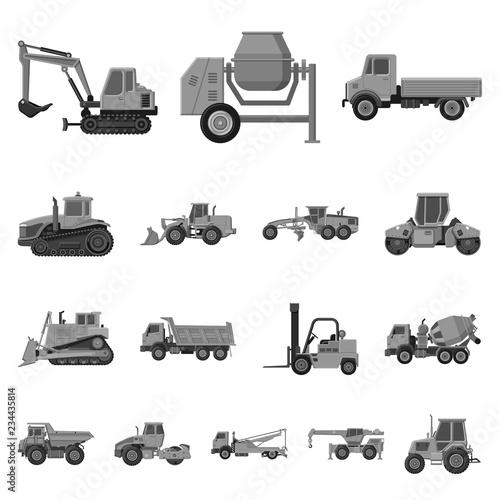 Vector illustration of build and construction symbol. Collection of build and machinery vector icon for stock.