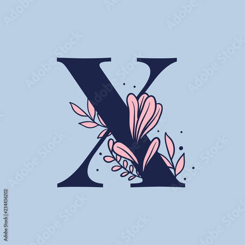 Botanical capital letter X vector