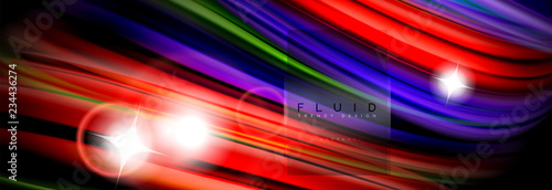 Mixing color waves on black, liquid flowing shapes