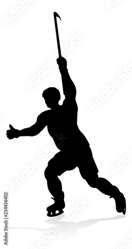 A silhouette ice hockey player sports illustration