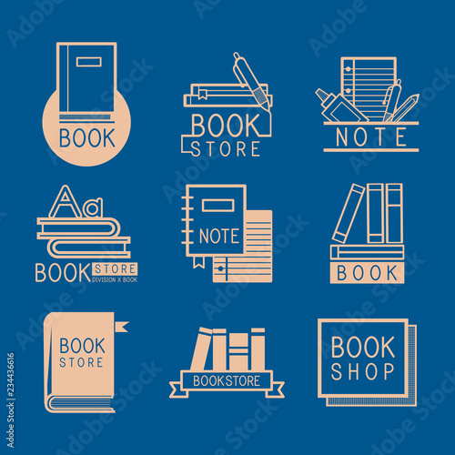 Bookstore logos and sign set vector