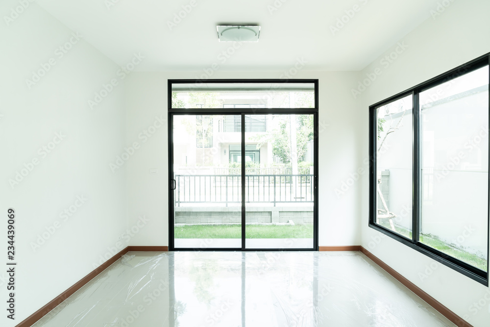 Fototapeta premium empty glass window and door in home