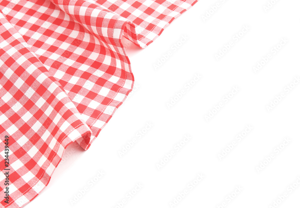 Red checked picnic cloth on white background. Red checked picnic cloth on white background.
