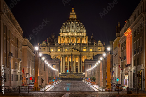 Fototapeta Naklejka Na Ścianę i Meble -  Saint Peter's Basilica in the Vatican City. It is one of the Main Attraction in Rome and The Main Symbol of  Christianity
