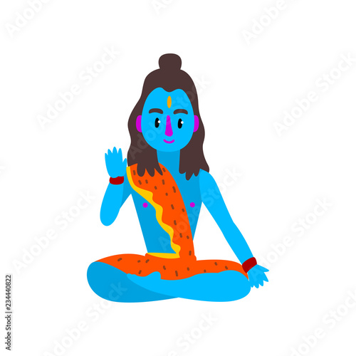 Shiva Indian god, the supreme god in Shaivism vector Illustration on a white background