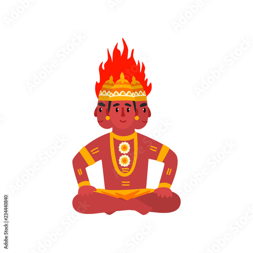 Agni, Indian God of fire vector Illustration on a white background