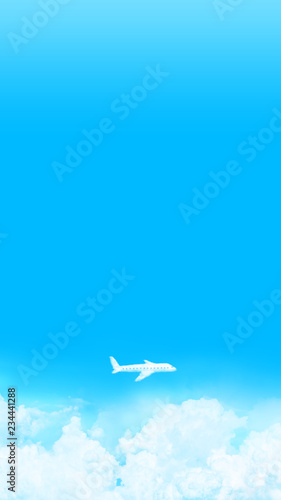 快晴の上空に浮かぶ雲、飛行機の形をした雲