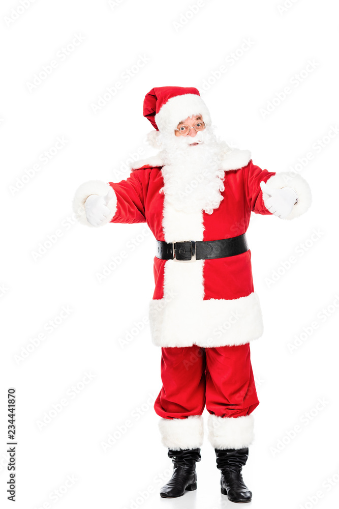 santa claus looking at camera and showing thumbs up isolated on white santa claus looking at camera and showing thumbs up isolated on white