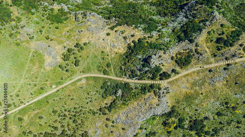 Aerial view of footpath in forest. "Pico Ruivo", Madeira island, Portugal