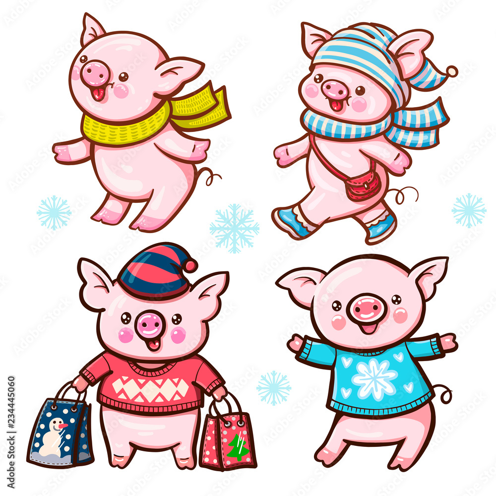  cartoon pigs