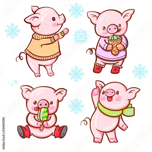 Fototapeta Naklejka Na Ścianę i Meble -   cartoon pigs