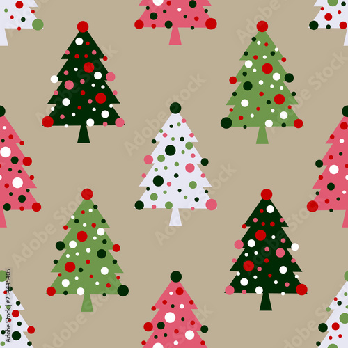 Vector Background with Decorated Christmas Trees