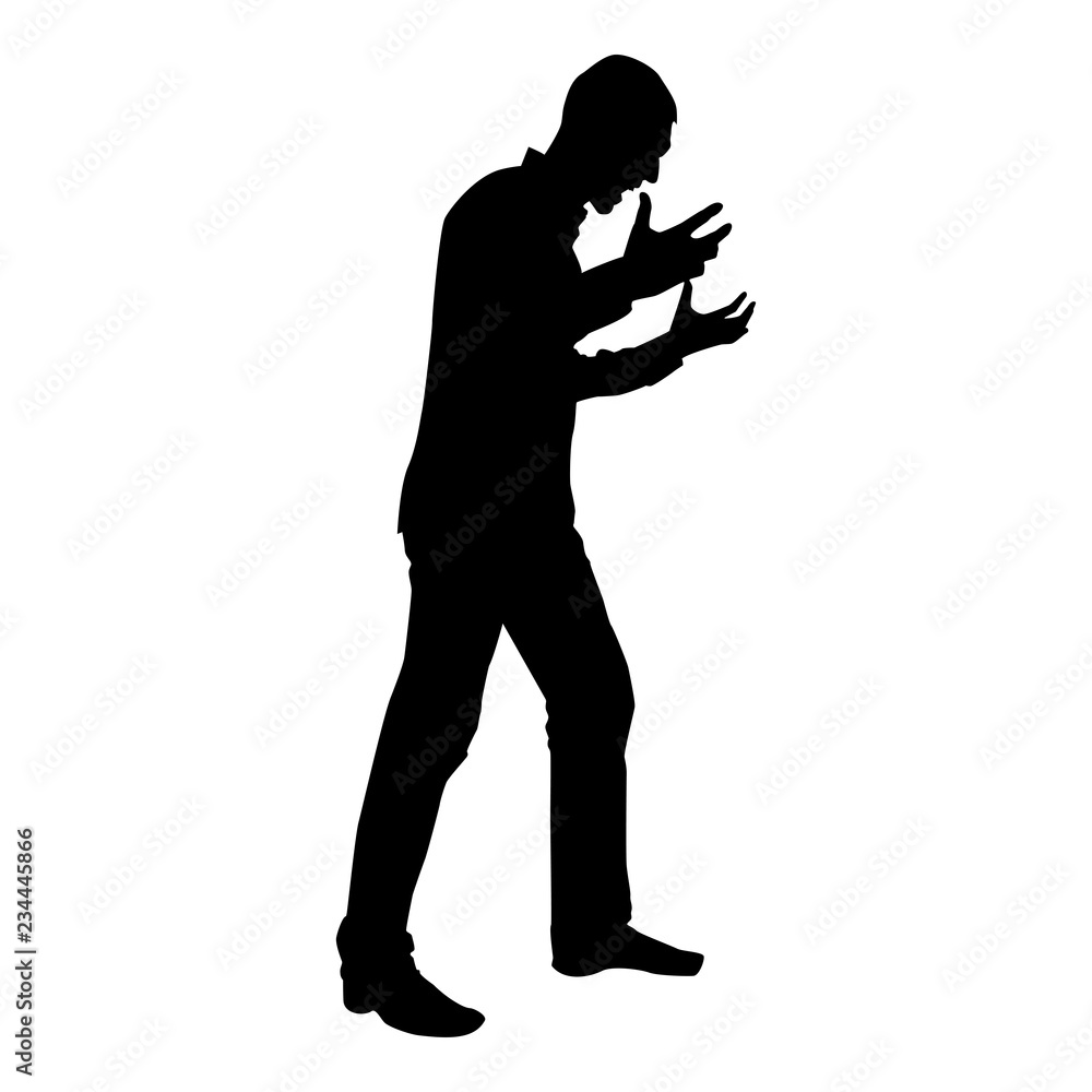 Man screaming in anger silhouette concept conflict icon black color illustration Man screaming in anger silhouette concept conflict icon black color illustration