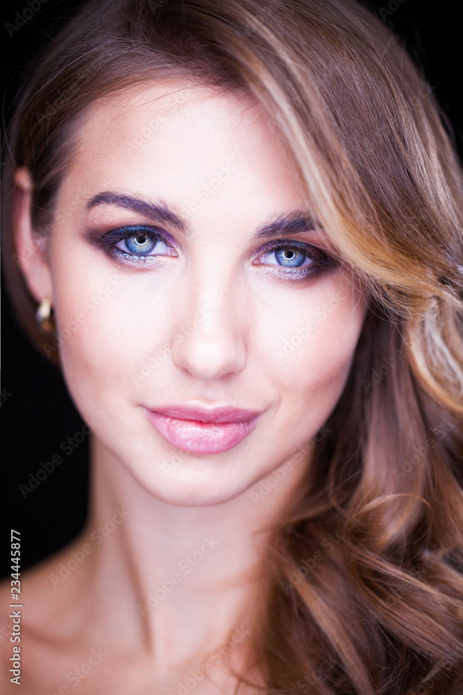 Closeup portrait of beautiful model with long blond hair Closeup portrait of beautiful model with long blond hair
