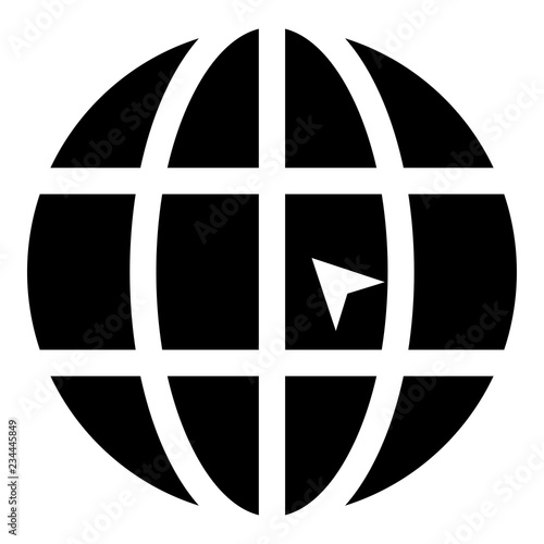 World with arrow world click concept website icon black color illustration