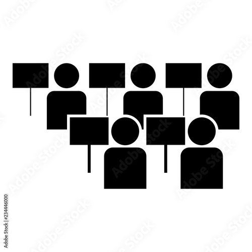 Protest concept Demonstration Crowd of protesters people Revolution idea Social problem icon black color illustration